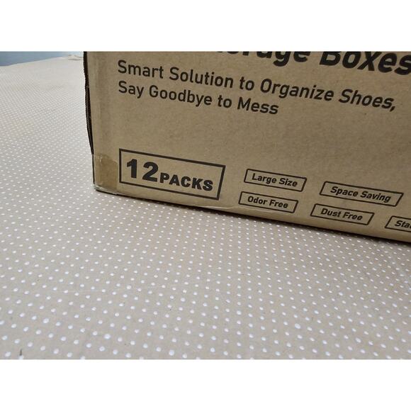 Large Shoe Organizers Storage Boxes Closet 12 Pack Kuject Clear Plastic Black - Picture 3 of 8